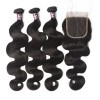 Virgin Indian Body Wave Hair 3 Bundles With Lace Closure
