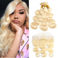 3 Bundles Of 613 Blonde Body Wave Hair With Lace Fronttal