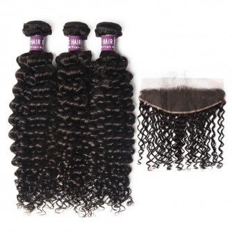 3 Bundles of Virgin Brazilian Curly Hair with Frontal
