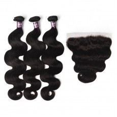 3 Bundles of Virgin Indian Body Wave Hair with Frontal