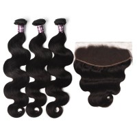 3 Bundles of Virgin Malaysian Body Wave Hair with Frontal