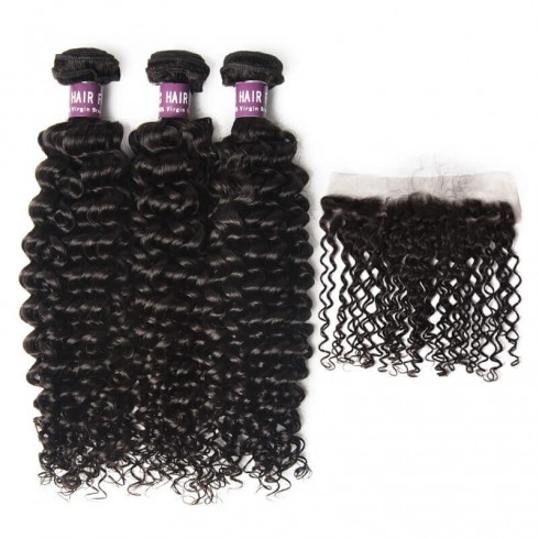 3 Bundles of Virgin Malaysian Curly Hair with Frontal