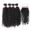 4 Brazilian Deep Curly Hair Bundles with Lace Closure