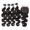 Virgin Indian Body Wave Hair 4 Bundles With Lace Closure