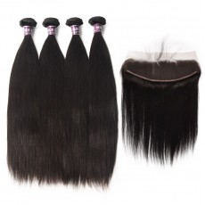 4 Bundles of Virgin Peruvian Straight Hair with Frontal