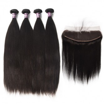 4 Malaysian Virgin Hair Straight Weave with Frontal