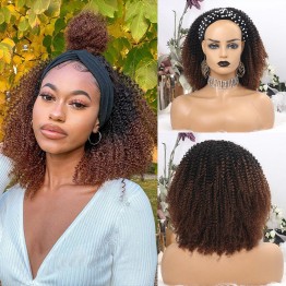 Ombre Color Kinky Curly Headband Wigs