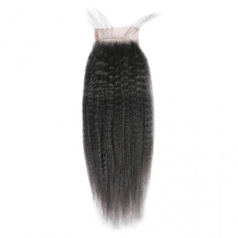 Middle Part Malaysian Kinky Straight Lace Closure