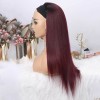 Ombre Color 1B Natural Black And 99J Burgundy Red Straight Headband Wigs