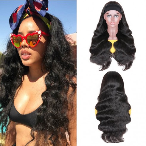 Virgin Brazilian Hair Body Wave Headband Scarf Wigs