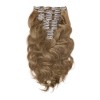 Body Wave 8# Light Brown Clip In Hair Extensions 9PCS