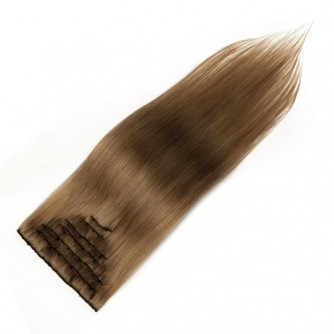 Light Chestnut 8# Straight Clip In Hair Extensions 9 PCS