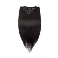 Natural Black 1B Straight Clip In Hair Extensions