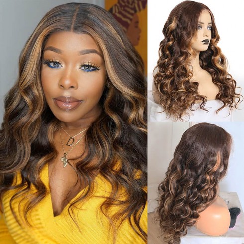 Mix Highlight Color 1b/#4/#27 Lace Front Wigs