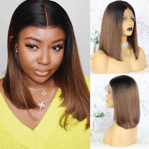 Ombre Straight Lace Front Bob Wigs