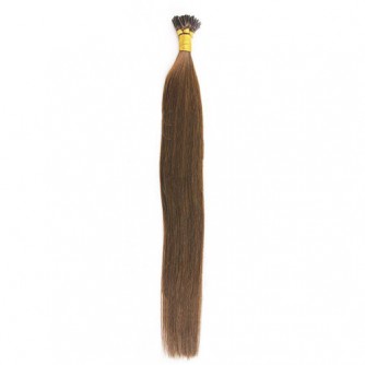 Straight 8# Light Brown Remy I Tip Hair Extensions