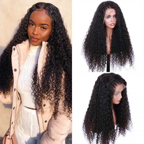 13X6 Brazilian Virgin Human Hair Curly Lace Front Wigs - 10~24inches