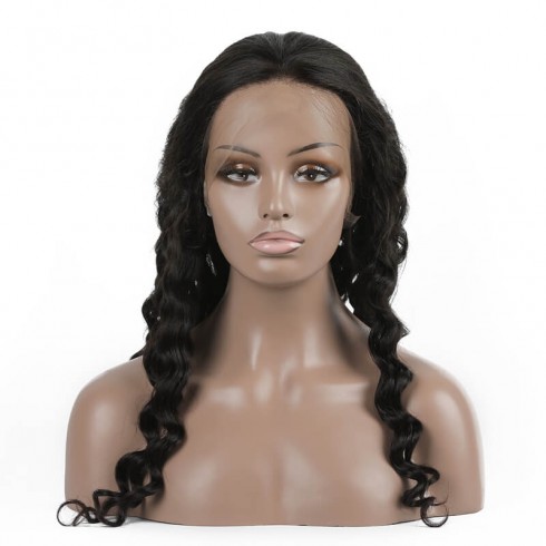 Loose Curly Peruvian Virgin Hair Lace Front Wigs