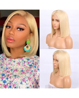#613 Blonde Brazilian Hair Straight Lace Front Bob Wigs