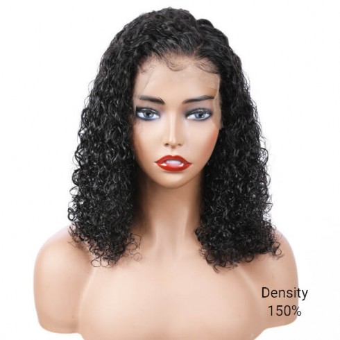 13X6 Natural Virgin Brazilian Hair Curly Lace Front Bob Wigs - 10~24inches