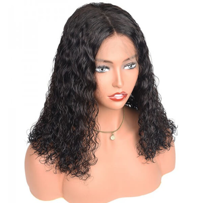 Curly Lace Front Virgin Brazilian Hair Bob Wigs